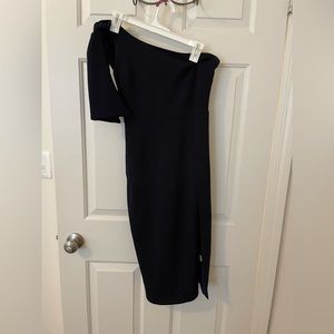 Navy midi dress one shoulder